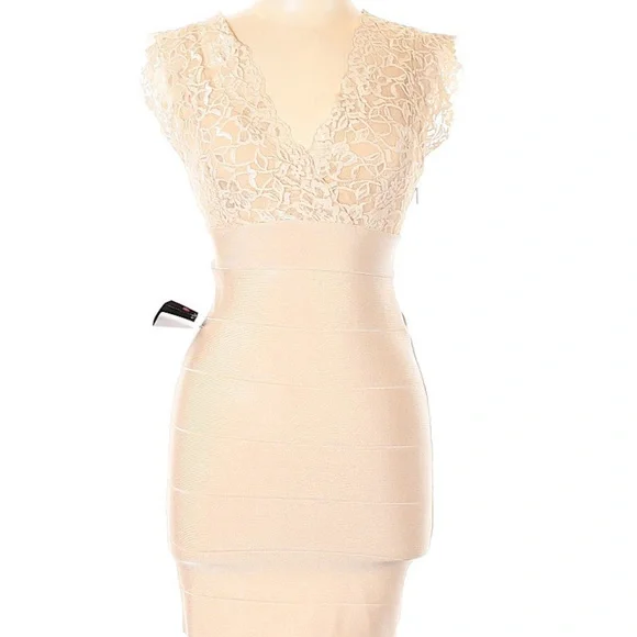 bebe | Dresses | Bebe Lace Bandage Bodycon Dress L Large New Rare | Poshmark